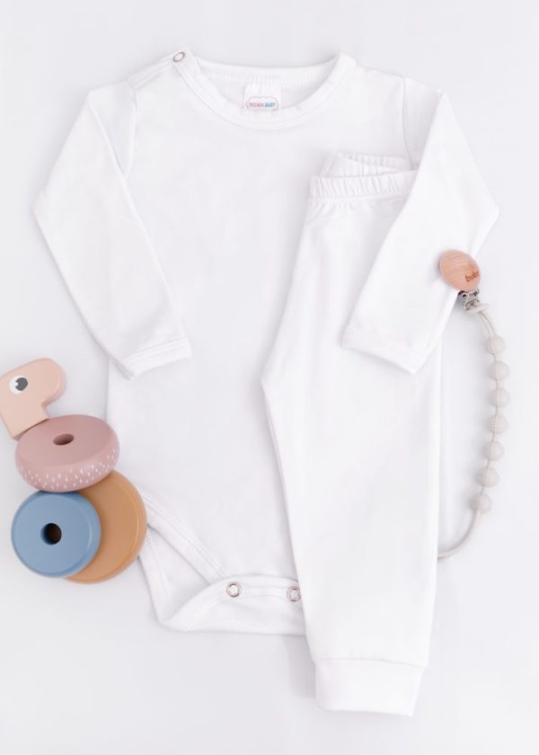Conjunto Body Térmico Longo Branco Para Bebê