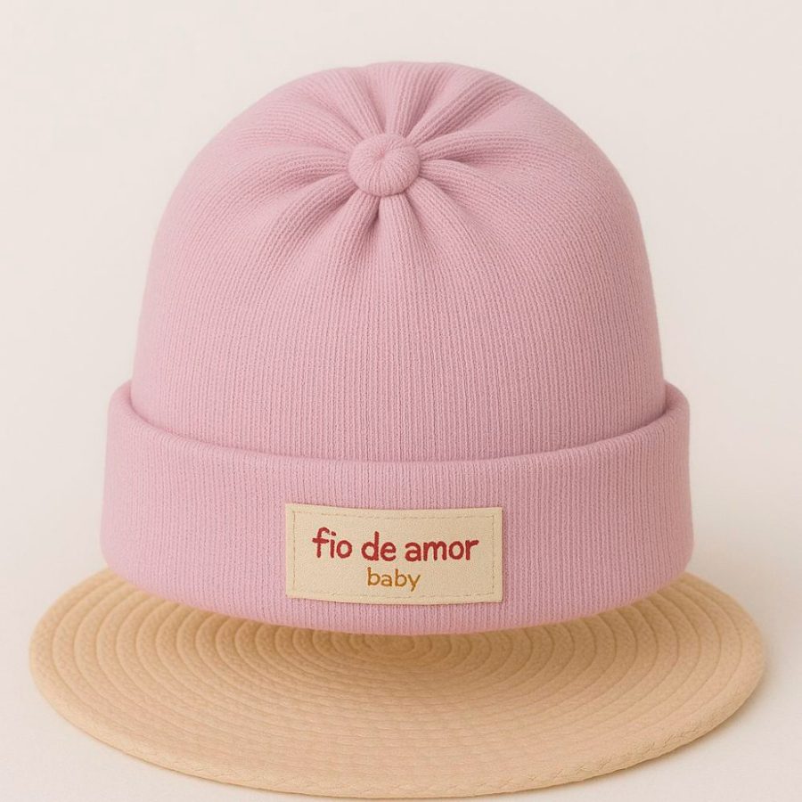 Touca Para Bebê Recém-nascido Tricô - Rosa Blush