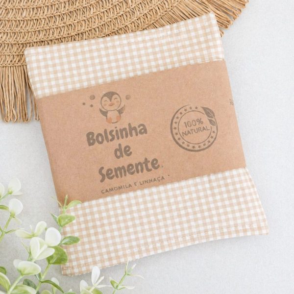 Bolsa Térmica de Sementes para Cólica - Xadrez Bege
