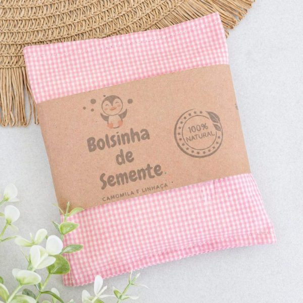 Bolsa Térmica de Sementes para Cólica - Xadrez Rosa