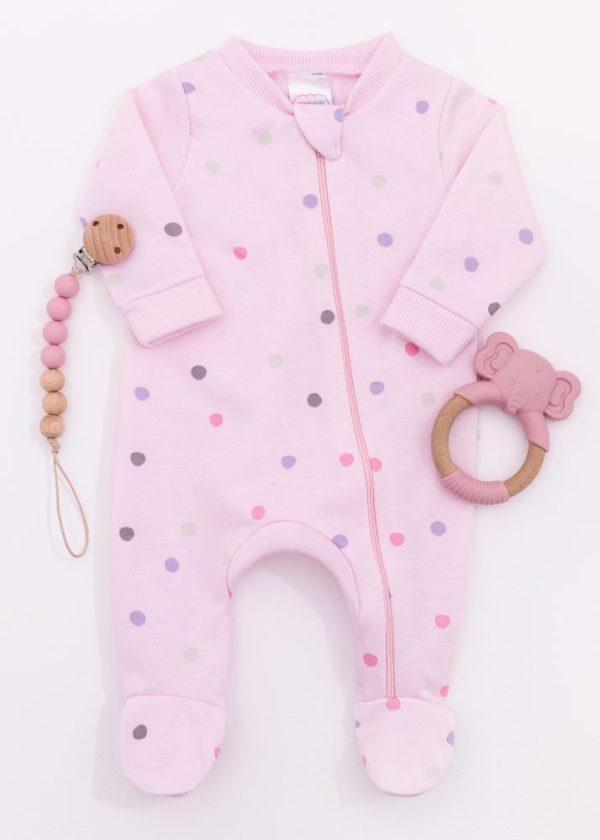 Macacão Bebê Moletinho Peluciado com Zíper - Rosa Poá