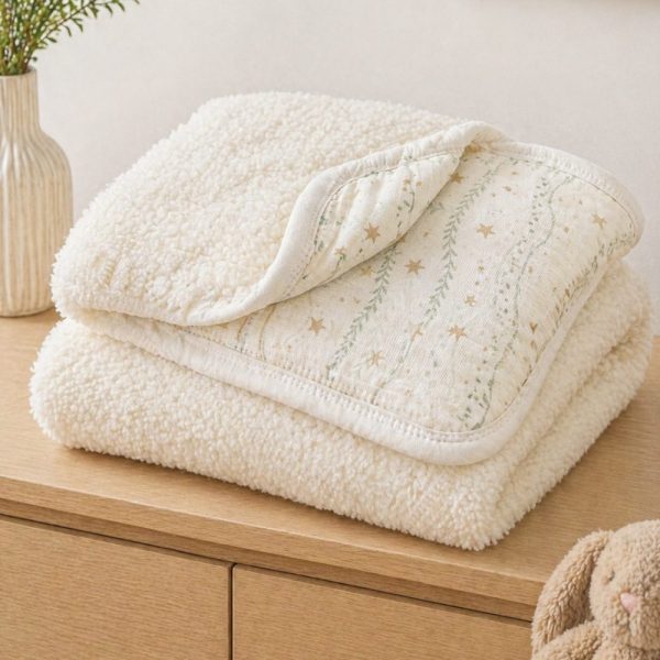 Cobertor Manta Bebê em Sherpa Com Soft 100% Algodão - Neutro