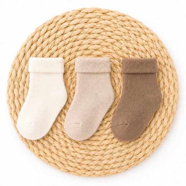 Kit 3 Meias Atoalhada Bebê Recém Nascido - Neutro