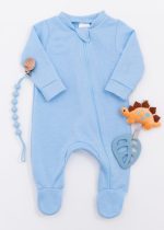 Macacão Bebê Moletinho Peluciado com Zíper - Azul