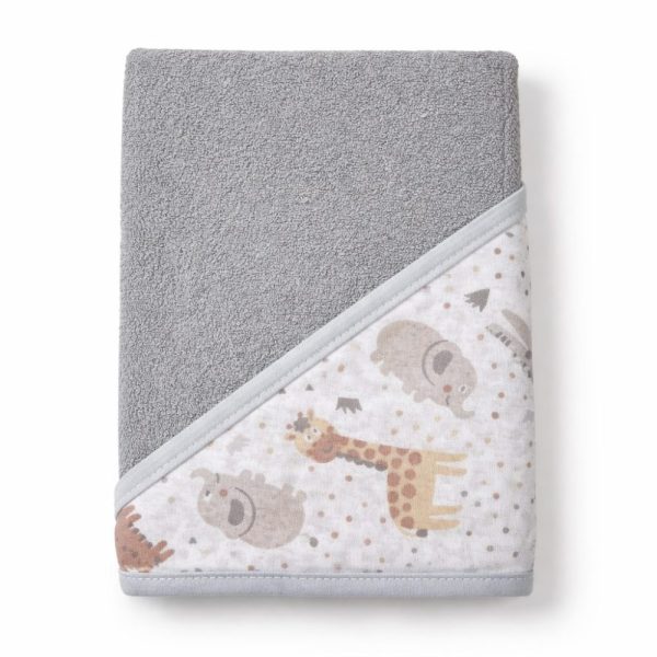 Toalha de Banho Bebê com Capuz - Safari Cinza