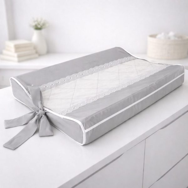 Trocador de Bebê Anatômico para Cômoda - Cinza com Linho