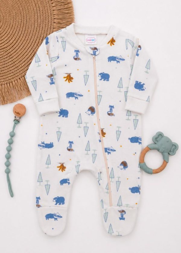 Macacão Bebê Moletinho Peluciado com Zíper - Floresta