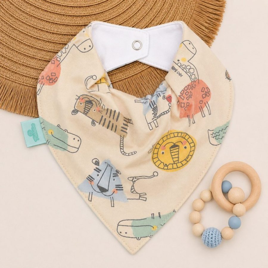 Bandana Impermeável para Bebê - Amiguinhos do Safari