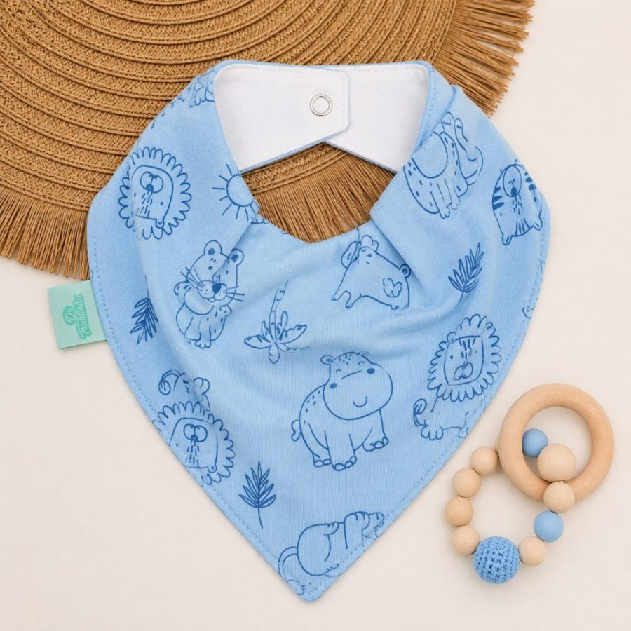 Bandana Impermeável para Bebê - Safari Azul
