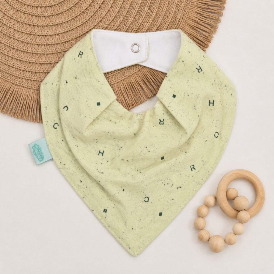 Bandana Impermeável para Bebê - Verde Letras