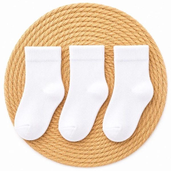 Kit 3 Meias Lisas Brancas Para Bebê