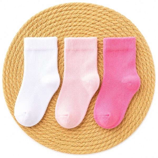 Kit 3 Meias Lisas Para Bebê Menina Rosa