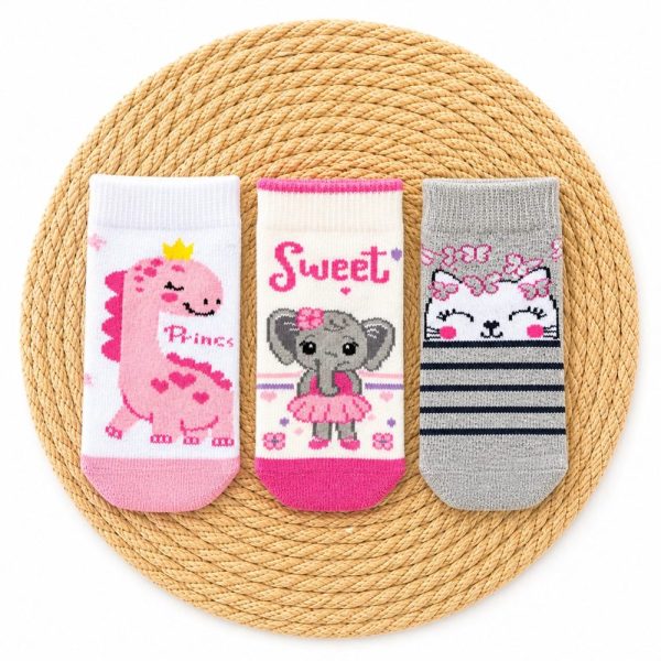 Kit 3 Meias Para Bebê Estampa Elefantinha