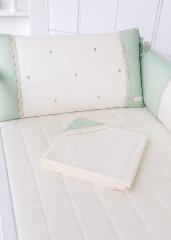 Kit Berço Paris 9 peças Com Bordado Bolinha Nervura Verde