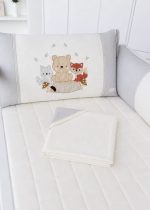 Kit Berço Paris 9 peças Com Bordado Floresta Cinza