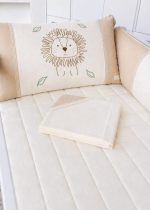 Kit Berço Paris 9 peças Com Bordado Leão Bege