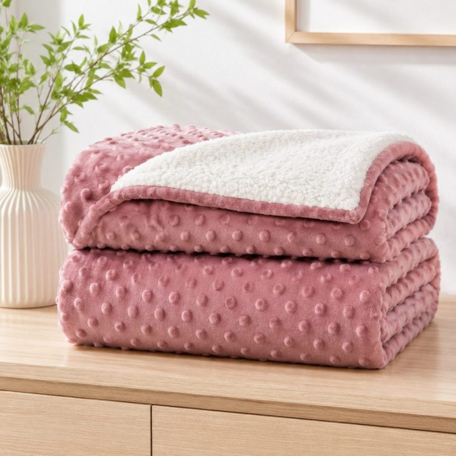 cobertor bebê inverno pipoquinha sherpa rose laço bebê
