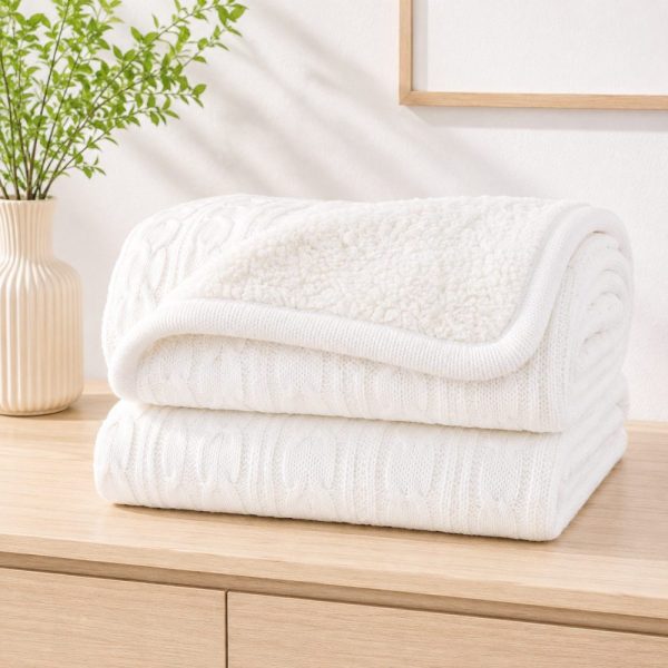 Cobertor Bebê Tricot com Sherpa Off White