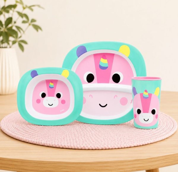 Kit Refeição Infantil Unicórnio Buba com Prato, Tigela e Copo