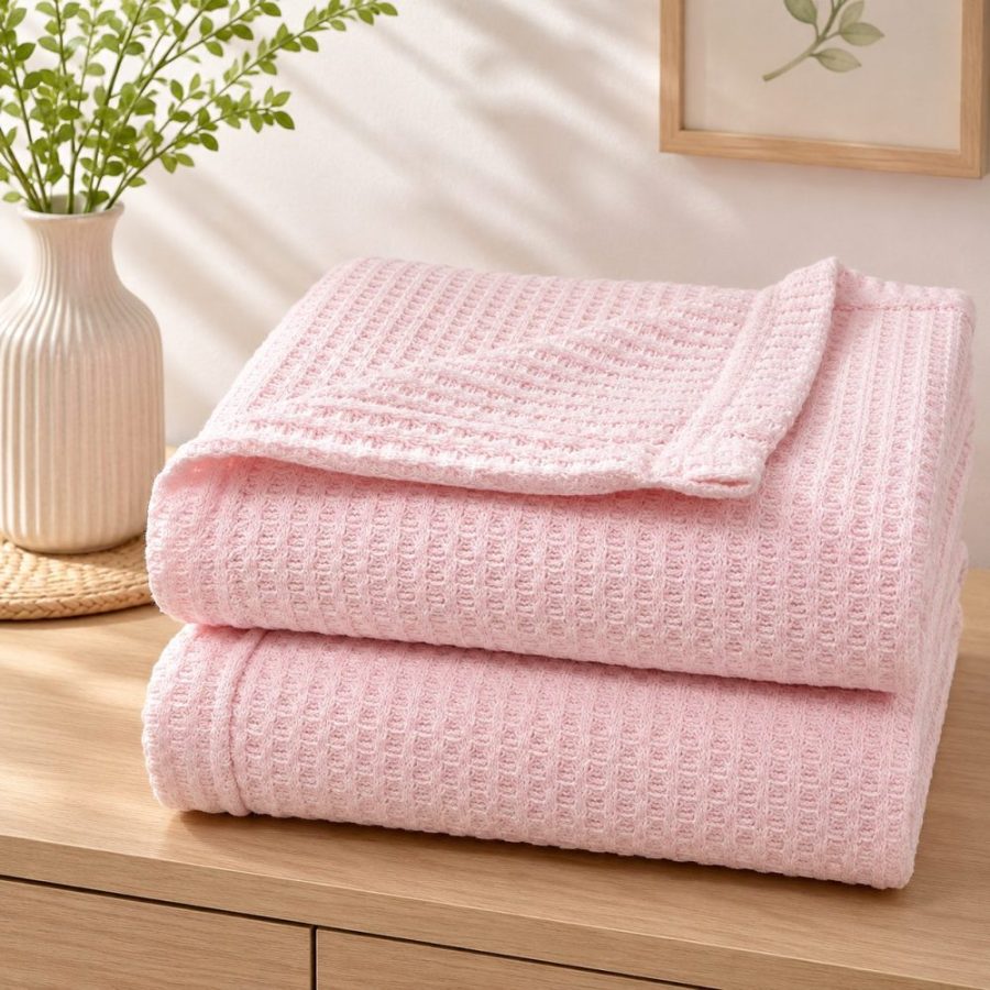 manta bebê termica termocelular peluciada laço bebê rosa
