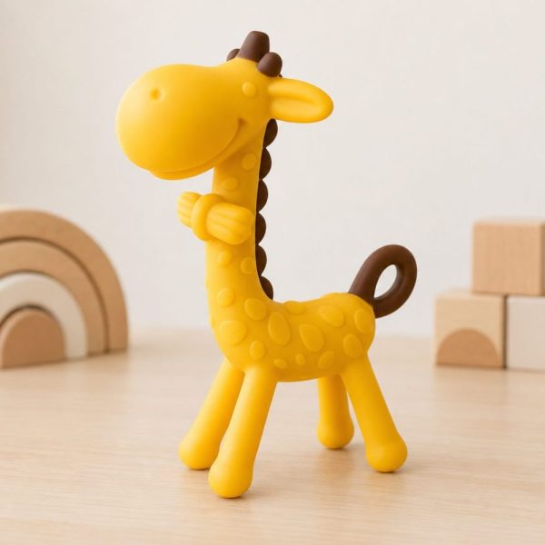 Mordedor Bebê Girafa de Silicone - Amarelo