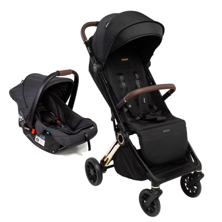 Carrinho de Bebê Infanti Nivola Preto Com Bebê Conforto