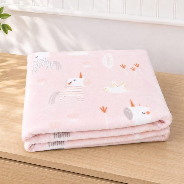 Cobertor Baby Flannel Toque de Seda - Unicórnio Rosa