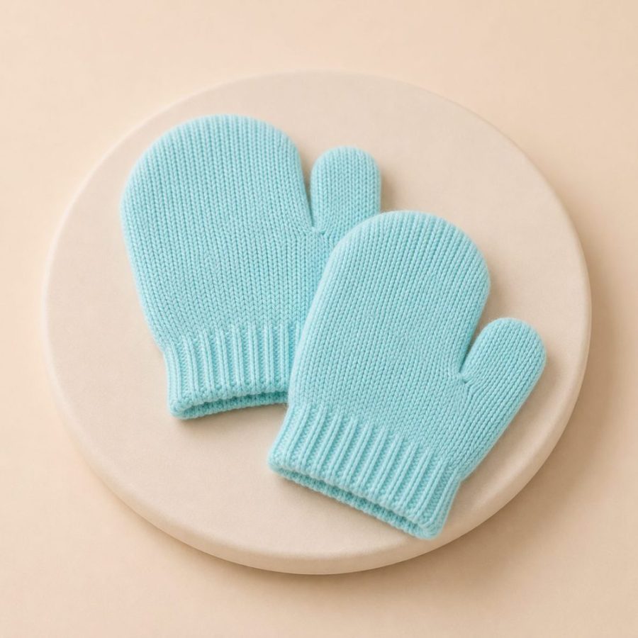 Luva Bebê Acrílico Dedinho Azul Tiffany