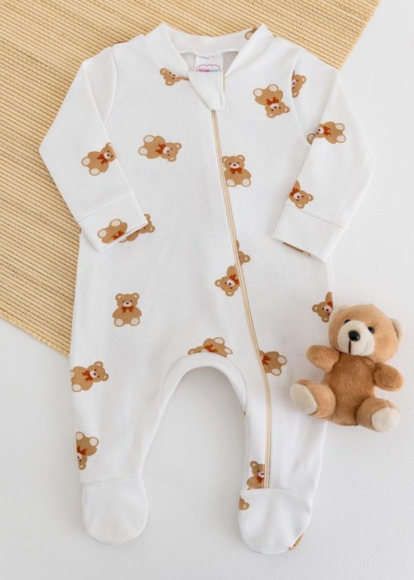 Macacão Bebê Suedine 100% Algodão - Ursinho Teddy