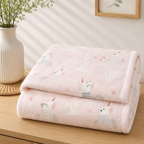 Cobertor Baby Flannel Toque de Seda - Unicórnio Rosa