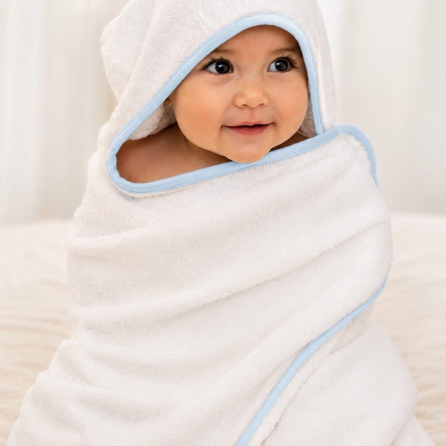 toalha de banho bebê power sec laço bebê azul