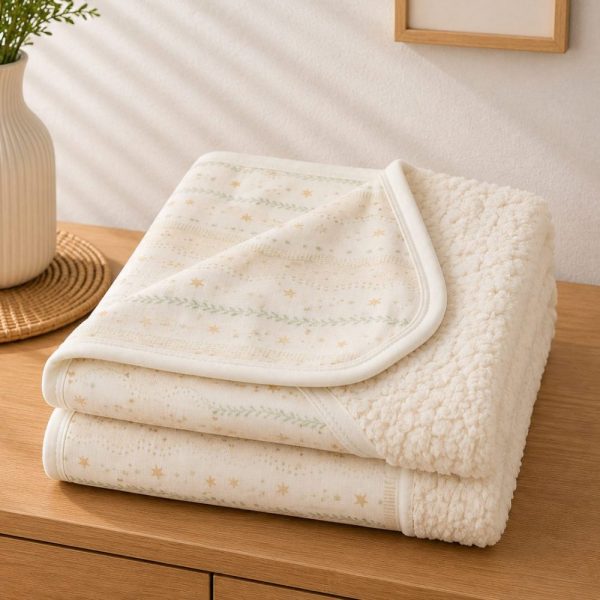 Cobertor Manta Bebê em Sherpa Com Soft 100% Algodão - Neutro