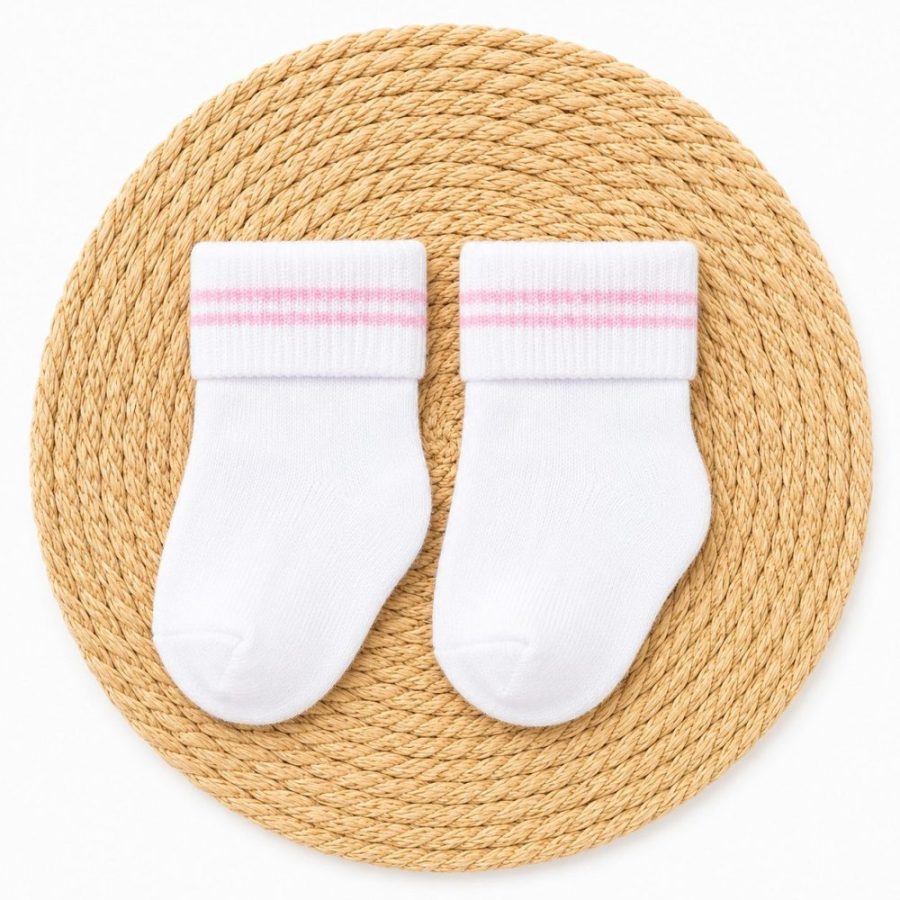 Meia Bebê Poliamida Listras Rosa