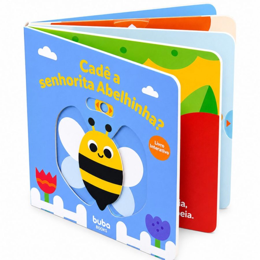 livro sensorial interativo educativo infantil buba - cade a abelhinha