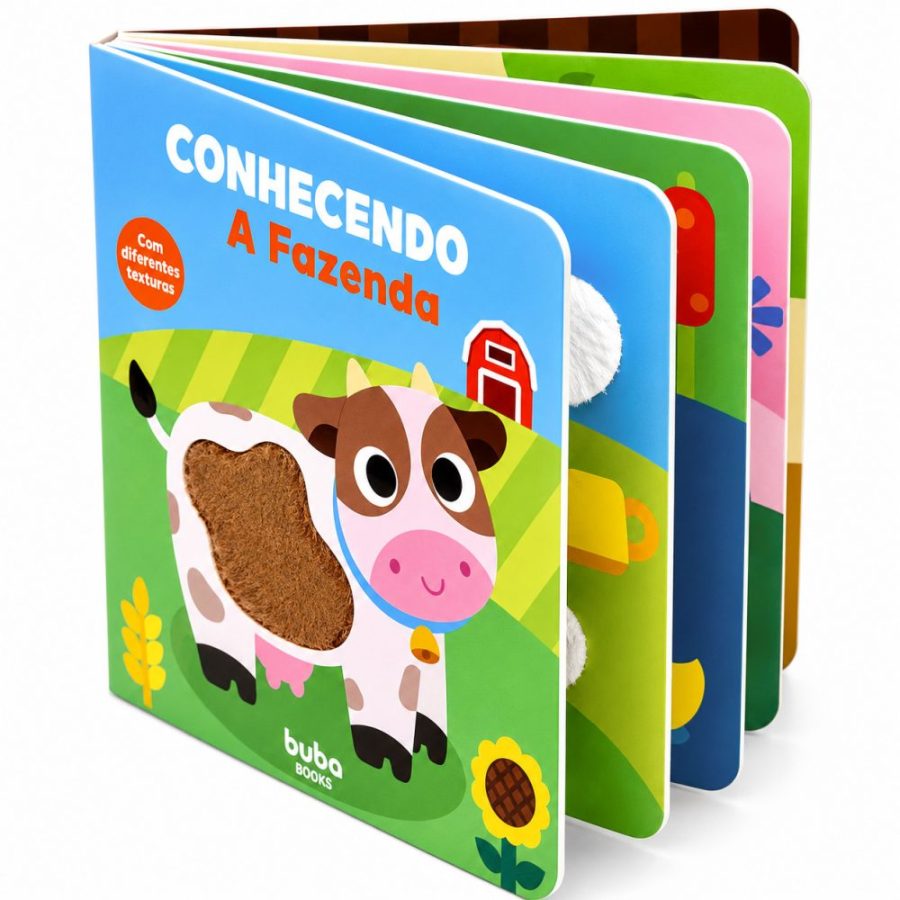 livro sensorial interativo educativo infantil buba - conhecendo a fazenda