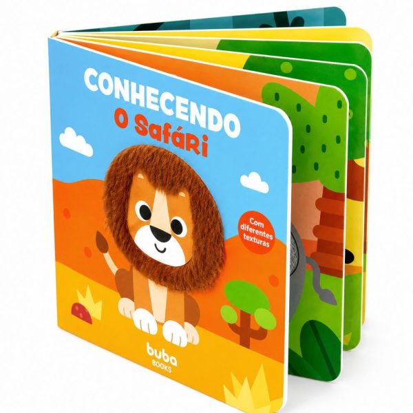 Livro Infantil Educativo Sensorial Buba Com Texturas - Conhecendo o Safári