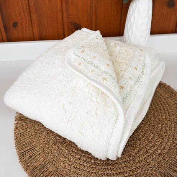 Cobertor Manta Bebê em Sherpa Com Soft 100% Algodão - Neutro