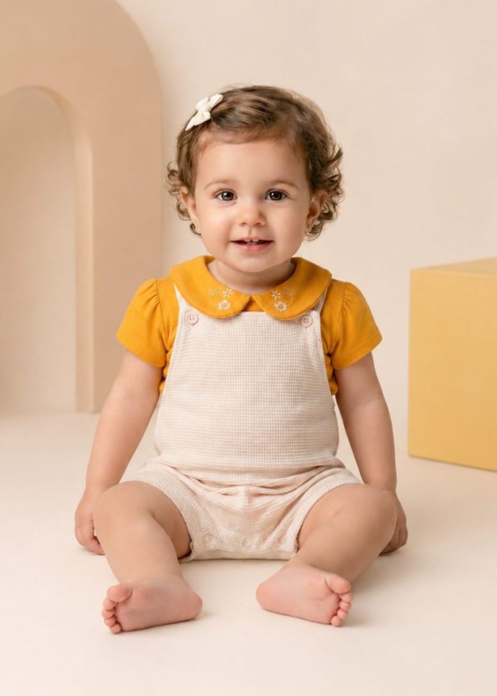 Conjunto Jardineira com Body Bebê Kiko