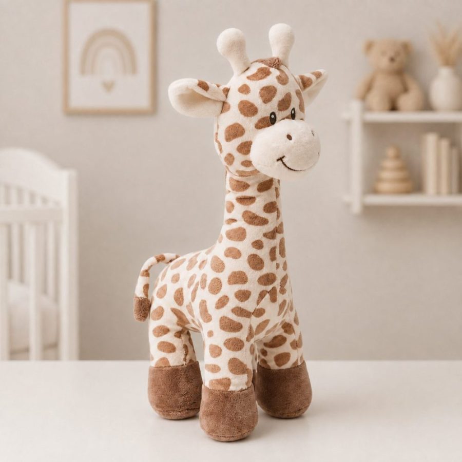 Girafa de Pelúcia Buba Marrom Decorativa