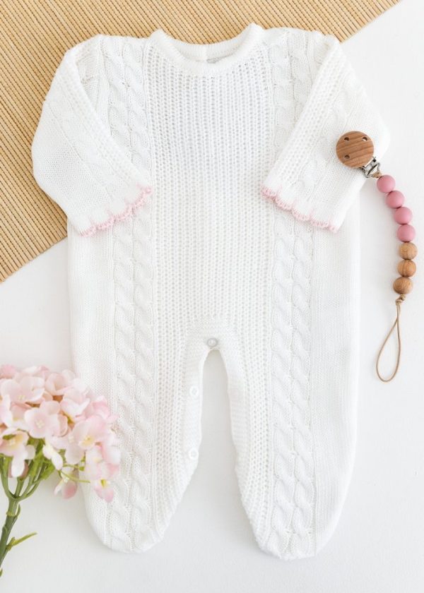 Macacão Bebê em Tricot Genova Off White