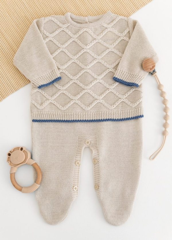 Macacão Bebê em Tricot Ondas Areia