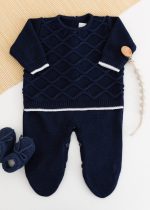 Macacão Bebê em Tricot Ondas Marinho