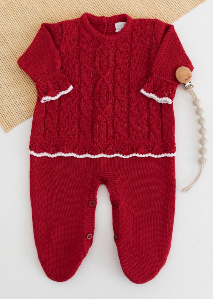 Macacão Bebê em Tricot Sevilha Vermelho