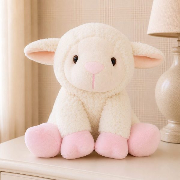 Ovelhinha Rosa de Pelúcia Infantil Decorativa