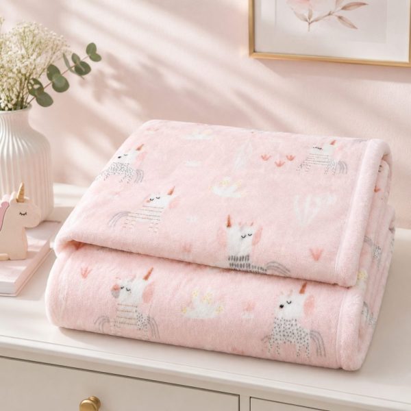 Cobertor Baby Flannel Toque de Seda - Unicórnio Rosa