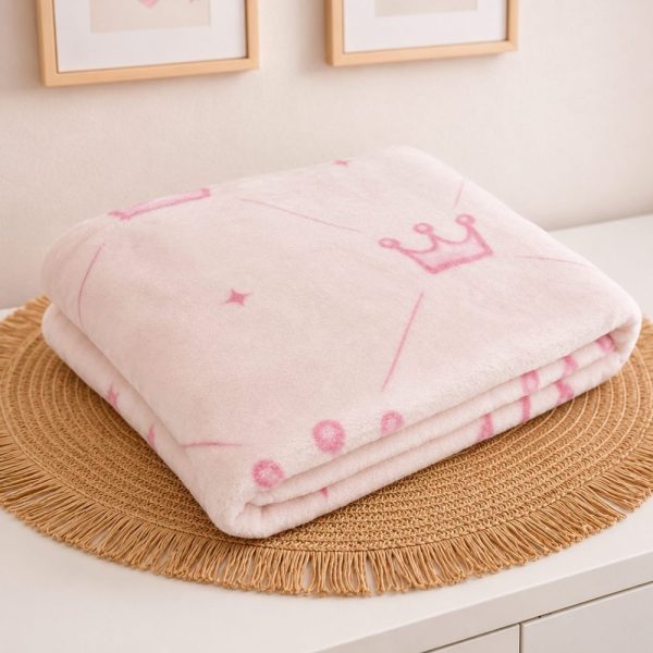 Cobertor Manta Bebê Toque de Seda - Coroa Rosa