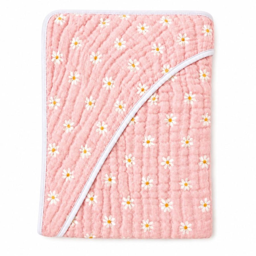 toalha de banho soft 100% algodão dupla camada de fralda menina estampado margarida