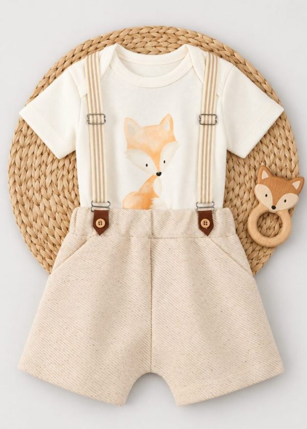 Conjunto Iaze Body Raposinha com Short e Suspensório