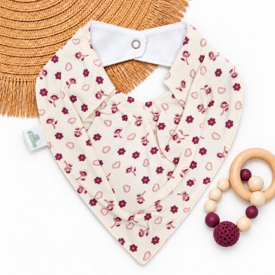Bandana Impermeável Para Bebê - Floral Bordô