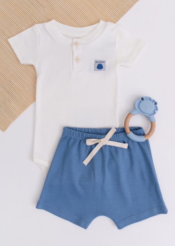 Conjunto Bebê Kiko Body com Short Azul